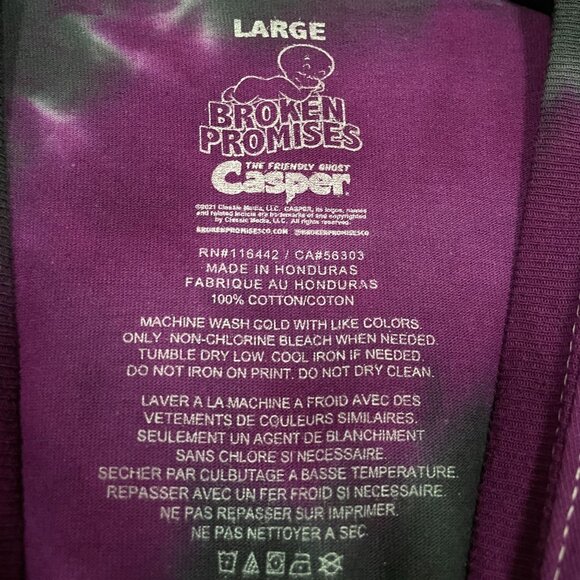 Broken Promises Casper You Ghosted Me Cartoon Tie-dye T-shirt size Large - Picture 3 of 4